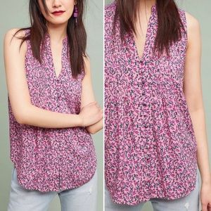 Anthropologie Maeve Petunia Pintucked Tank Medium